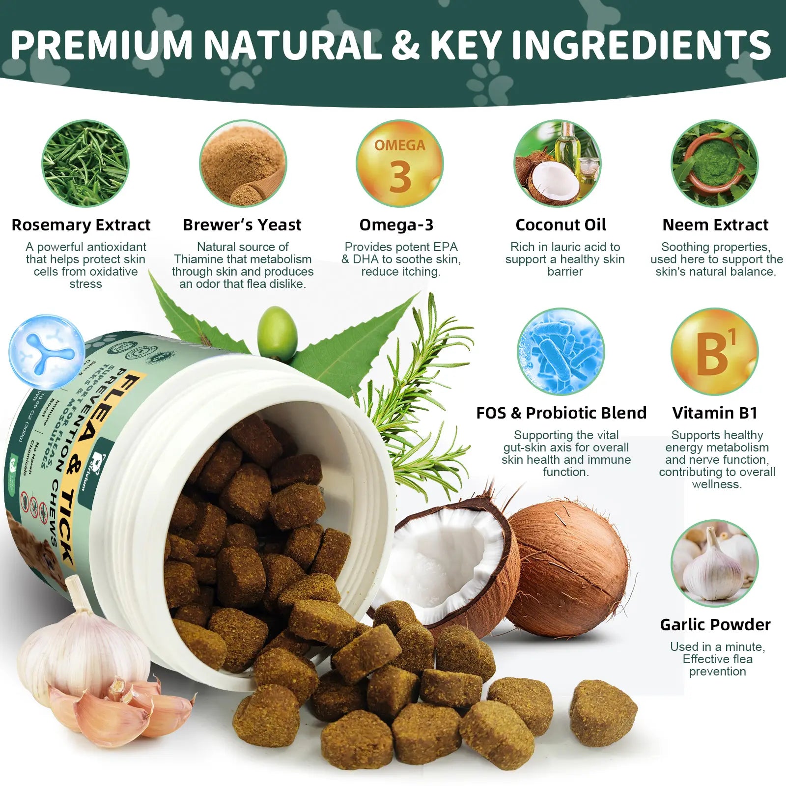 150Ct-Dog Flea & Tick Support Soft Chews - Natural Oral Supplement - Suitable for All Breeds & Sizes-Chicken Flavor#Summervibes#Petlovers Tiktokshopspringglowup