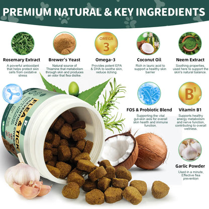 150Ct-Dog Flea & Tick Support Soft Chews - Natural Oral Supplement - Suitable for All Breeds & Sizes-Chicken Flavor#Summervibes#Petlovers Tiktokshopspringglowup