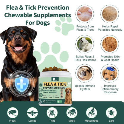 150Ct-Dog Flea & Tick Support Soft Chews - Natural Oral Supplement - Suitable for All Breeds & Sizes-Chicken Flavor#Summervibes#Petlovers Tiktokshopspringglowup