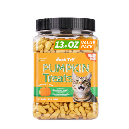 JUST TRY 13.4 OZ Cat Grass Treats Natural Salmon Flavor Healthy Cat Snacks Training Biscuits Catnip for Cats Dental and Hairball Control Treats Remedy Chews