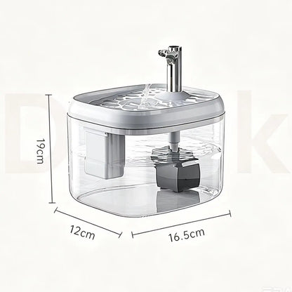 1.5L USB Cat Water Fountain, Automatic Pet Drinking Dispenser with Filter, Transparent Gray Circulating Fresh Water Bowl for Cats & Small Dogs