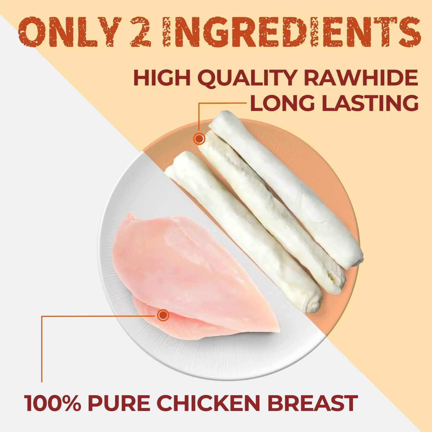 Big-Size Chicken-Wrapped Beef Hide Dog Chew Sticks, Natural Long-Lasting Rawhide Treats for Medium & Large Aggressive Chewers