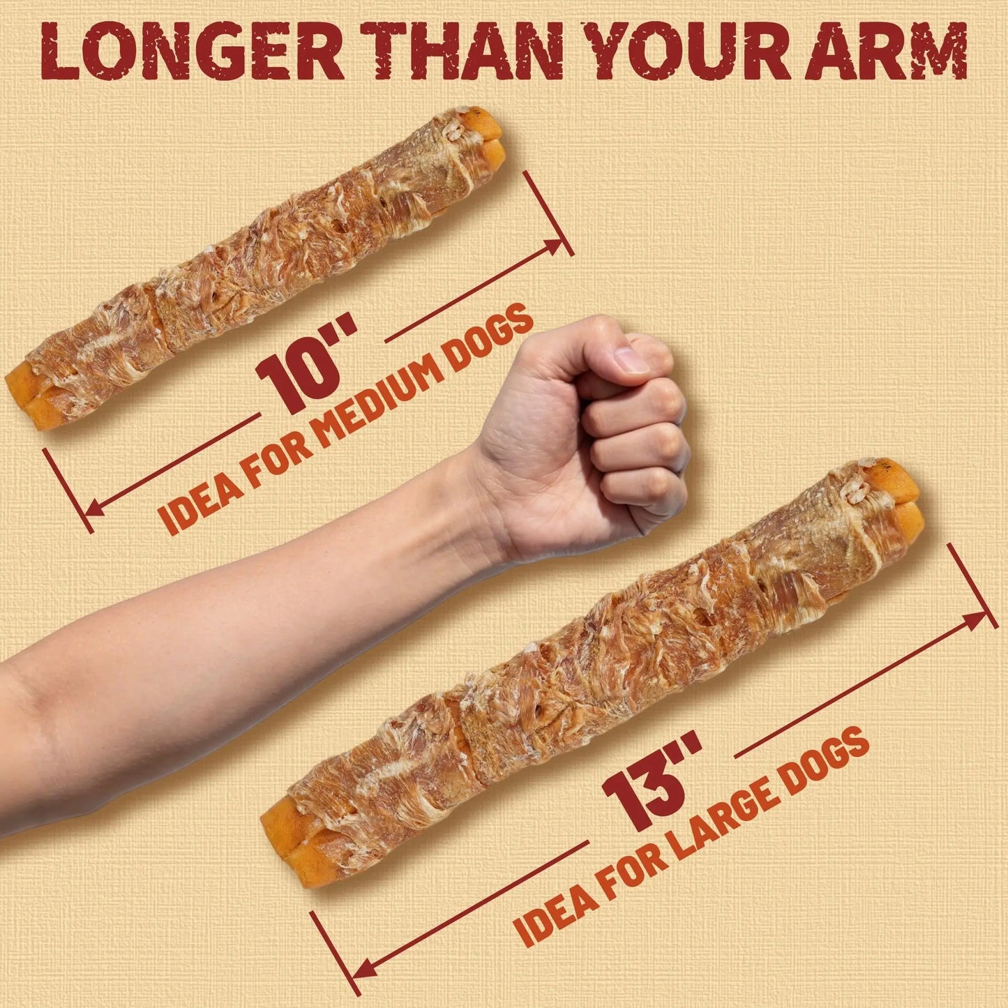 Big-Size Chicken-Wrapped Beef Hide Dog Chew Sticks, Natural Long-Lasting Rawhide Treats for Medium & Large Aggressive Chewers