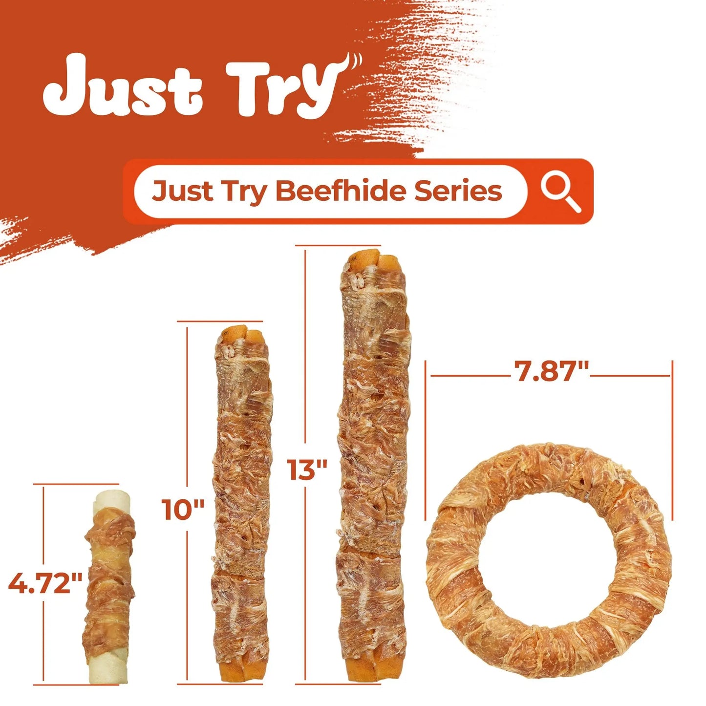 Big-Size Chicken-Wrapped Beef Hide Dog Chew Sticks, Natural Long-Lasting Rawhide Treats for Medium & Large Aggressive Chewers