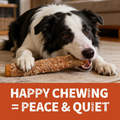 Big-Size Chicken-Wrapped Beef Hide Dog Chew Sticks, Natural Long-Lasting Rawhide Treats for Medium & Large Aggressive Chewers