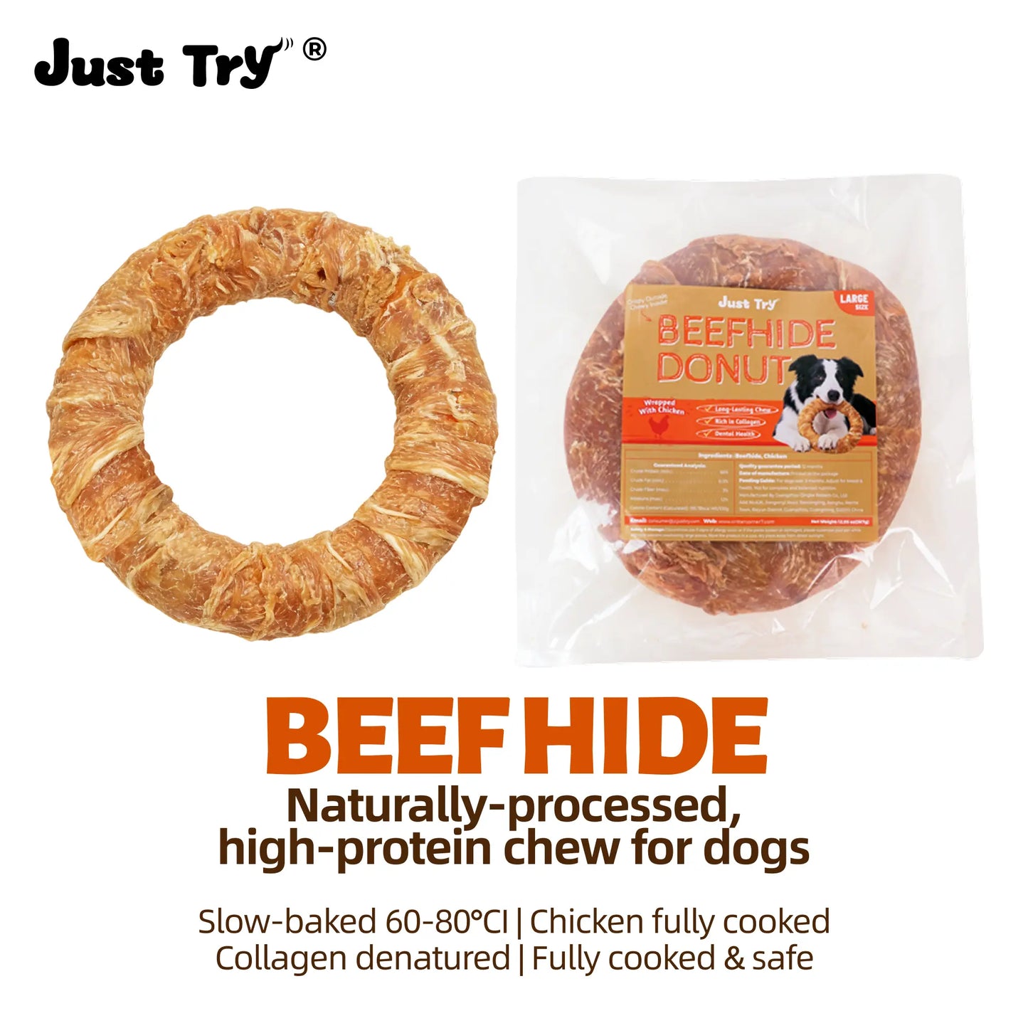 Big-Size Chicken-Wrapped Beef Hide Dog Chew Sticks, Natural Long-Lasting Rawhide Treats for Medium & Large Aggressive Chewers