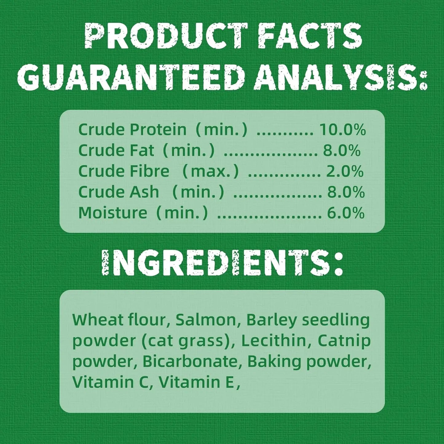 JUST TRY 13.4 OZ Cat Grass Treats Natural Salmon Flavor Healthy Cat Snacks Training Biscuits Catnip for Cats Dental and Hairball Control Treats Remedy Chews
