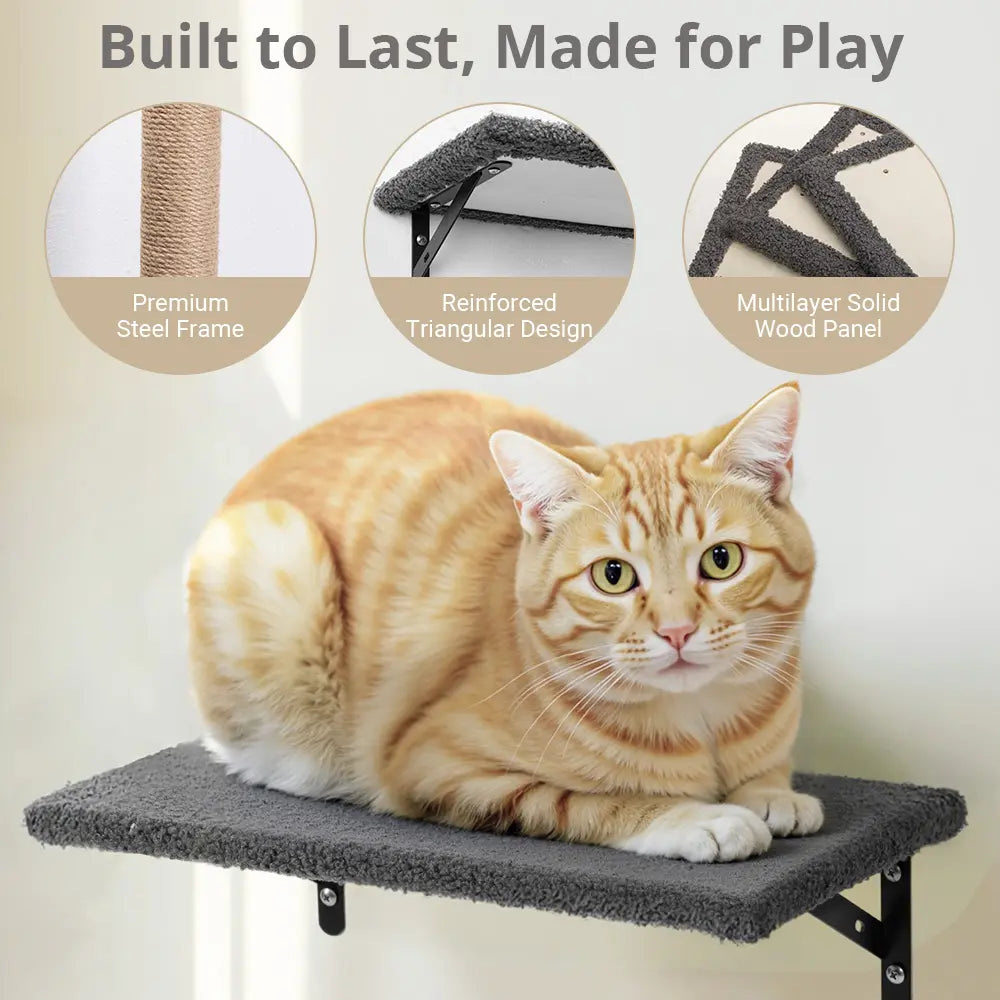 CAVEEN 5 in 1 Cat Climbing Set, Wall Furniture, Cat Wall Shelves Perches Set, Sleeping Playing Lounging Climbing Wall-Mounted Cat Tree House for Multiple Cats, Wall Mounted Cat Climber Set